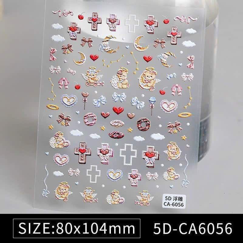 Hình dán nail lụa nổi 5D
