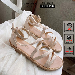 Sandal nữ da bò quai chéo - The NySmile - MOMO (form nhỏ +1 size)