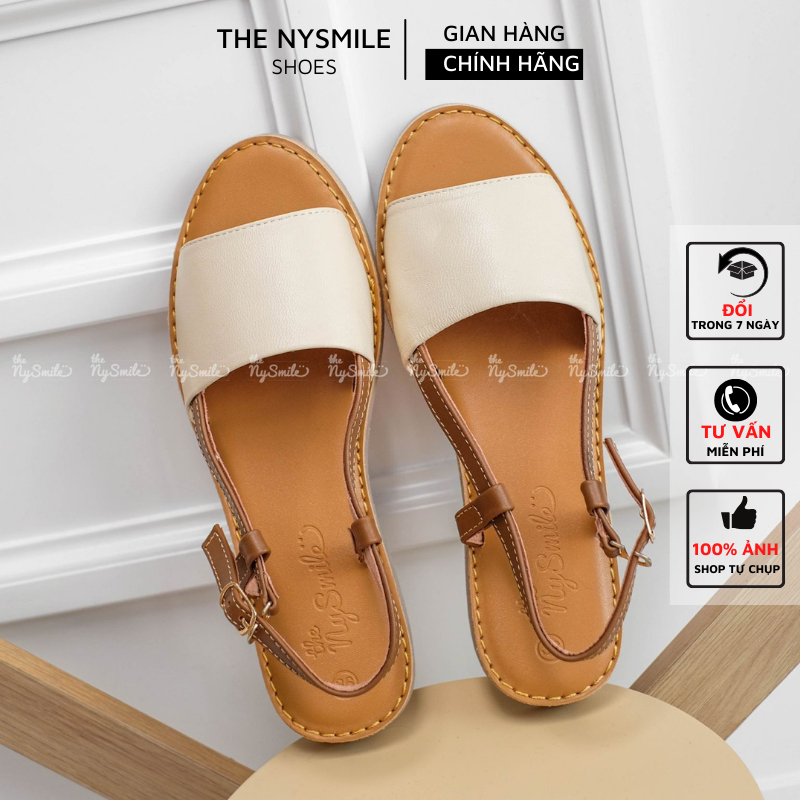 Sandal nữ bản ngang da bò  - freeship - The NySmile - KATU