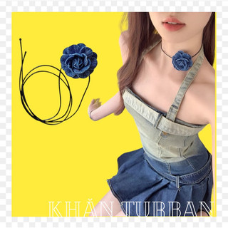 Choker hoa jean - Vòng cổ hoa hồng xanh - khanturban.vn