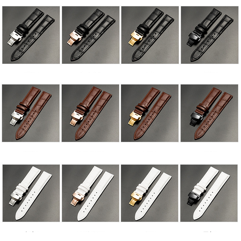 Dây Đồng Hồ Da Bò Khóa Bướm Kèm Hộp Gỗ Size 12mm 14mm 16mm 18mm 20mm 21mm 22mm tặng dụng cụ thay dây và chốt lò xo