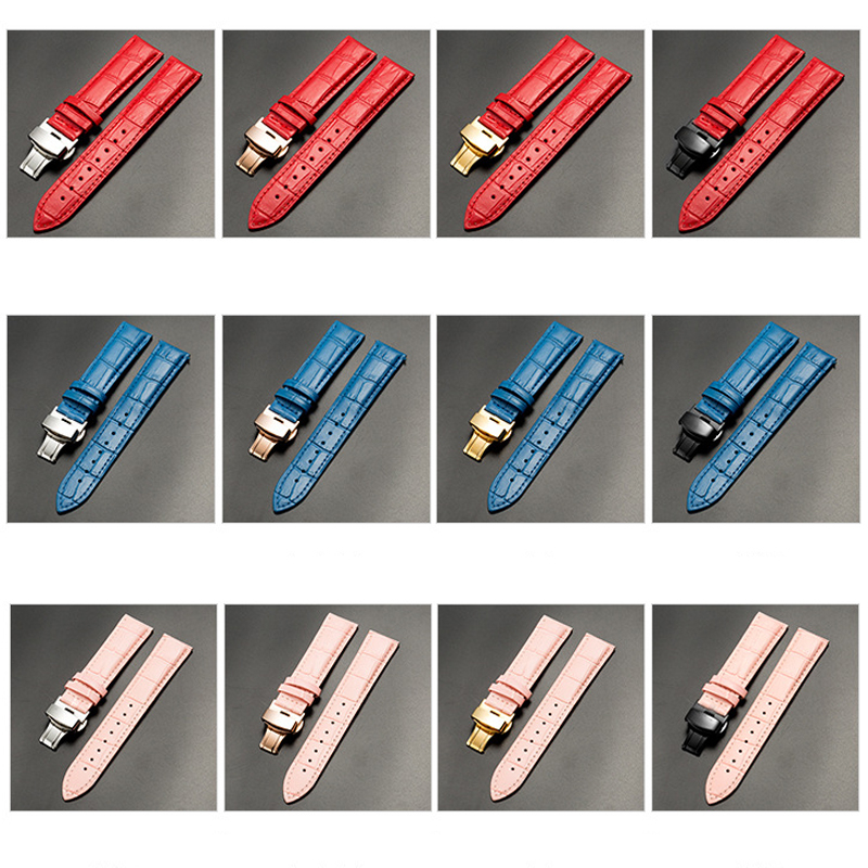 Dây Đồng Hồ Da Bò Khóa Bướm Kèm Hộp Gỗ Size 12mm 14mm 16mm 18mm 20mm 21mm 22mm tặng dụng cụ thay dây và chốt lò xo