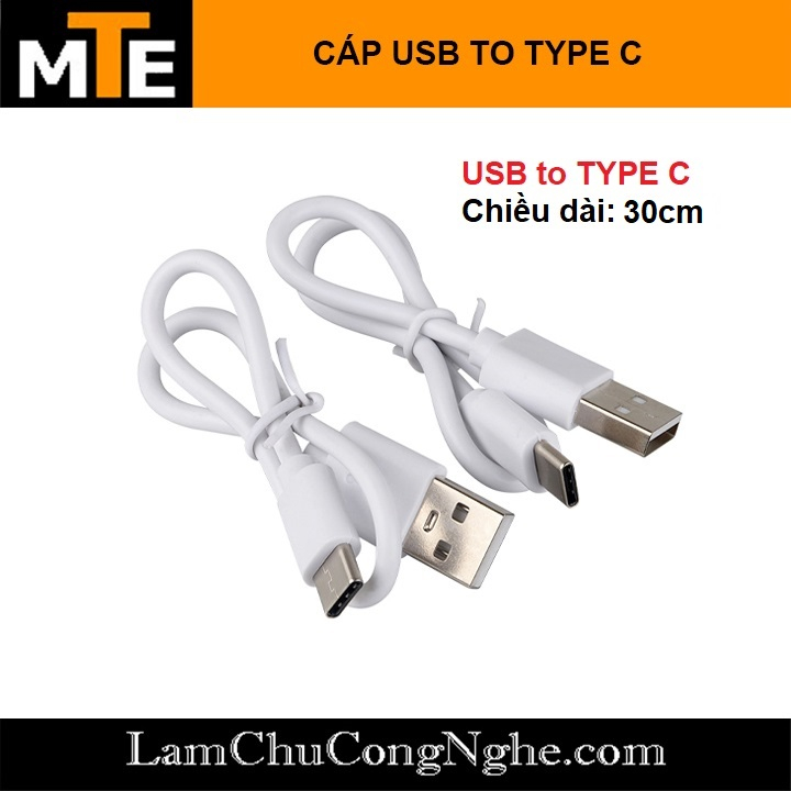 Dây cáp sạc USB to Type C 30cm, giá rẻ