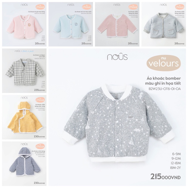 Áo khoác mũ gấu nous cho bé