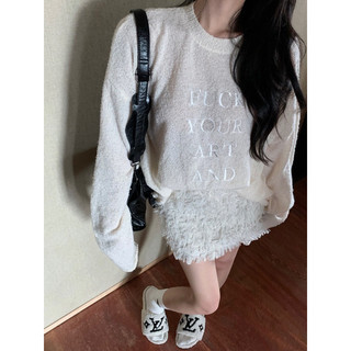 SẴN set —-  (video shop tự quay)— Áo len trắng mỏng thu đông cao cấpt