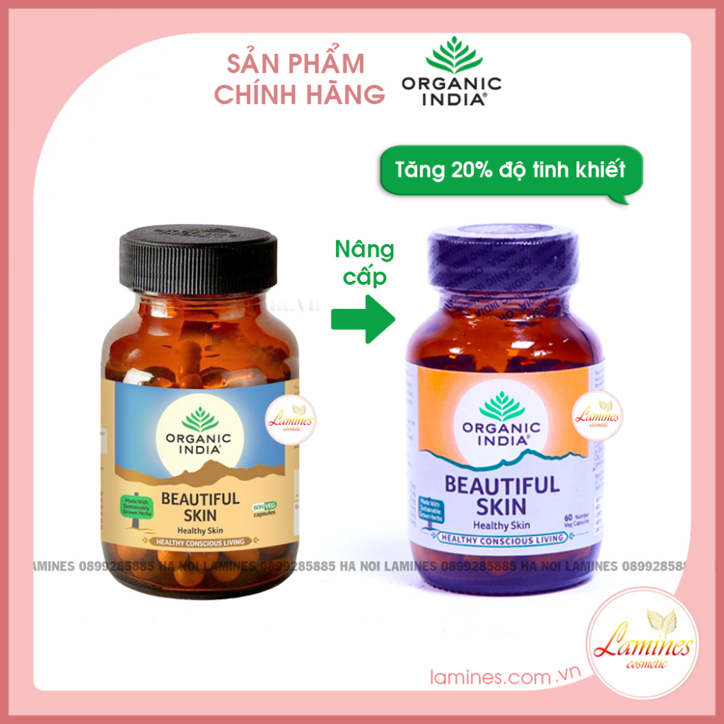 Viên Uống Dưỡng Trắng Da Hoàn Hảo Beauty Skin | Organic India Beautiful Skin 60 Viên