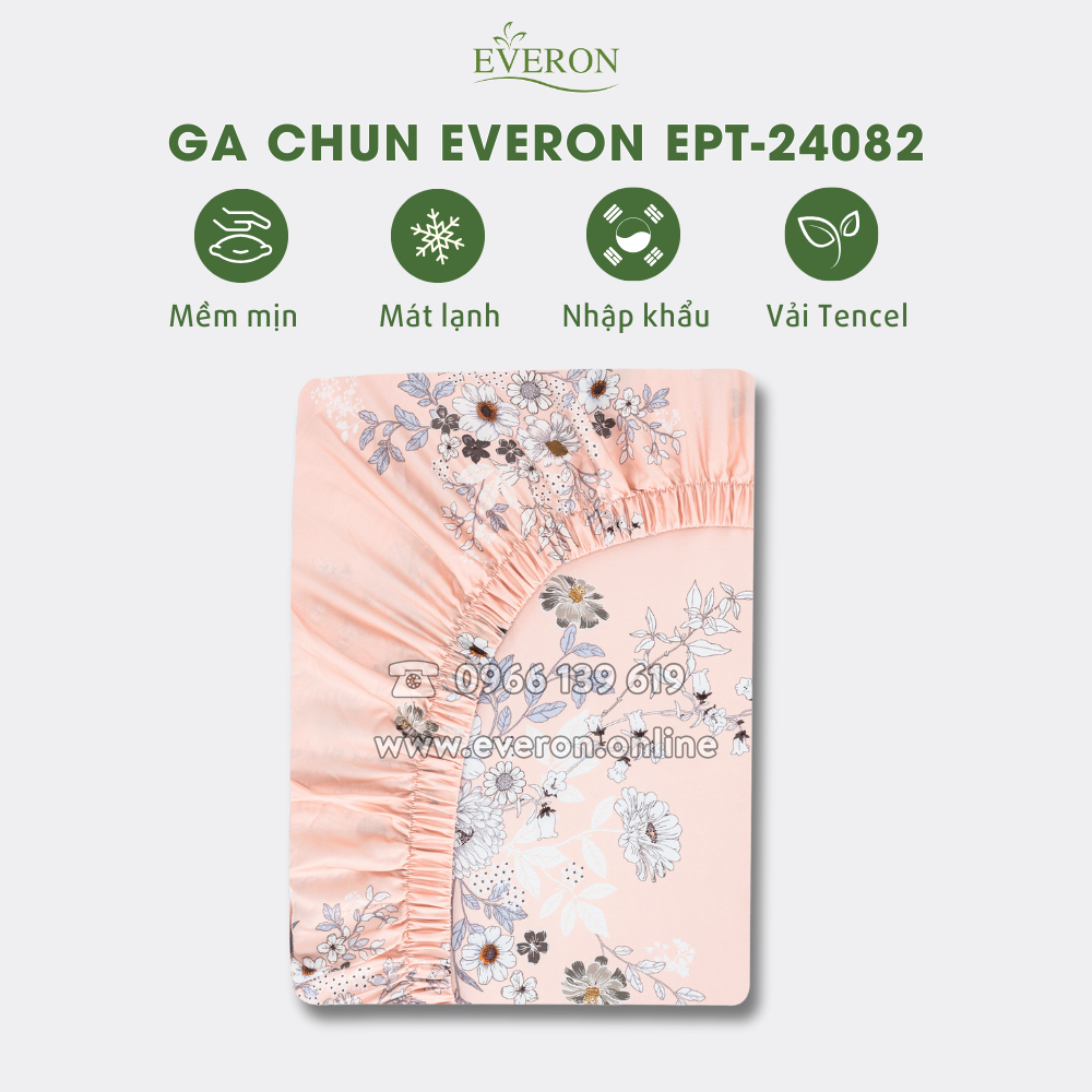Ga chun bọc đệm Everon EPT24082 chất liệu Tencel màu hồng