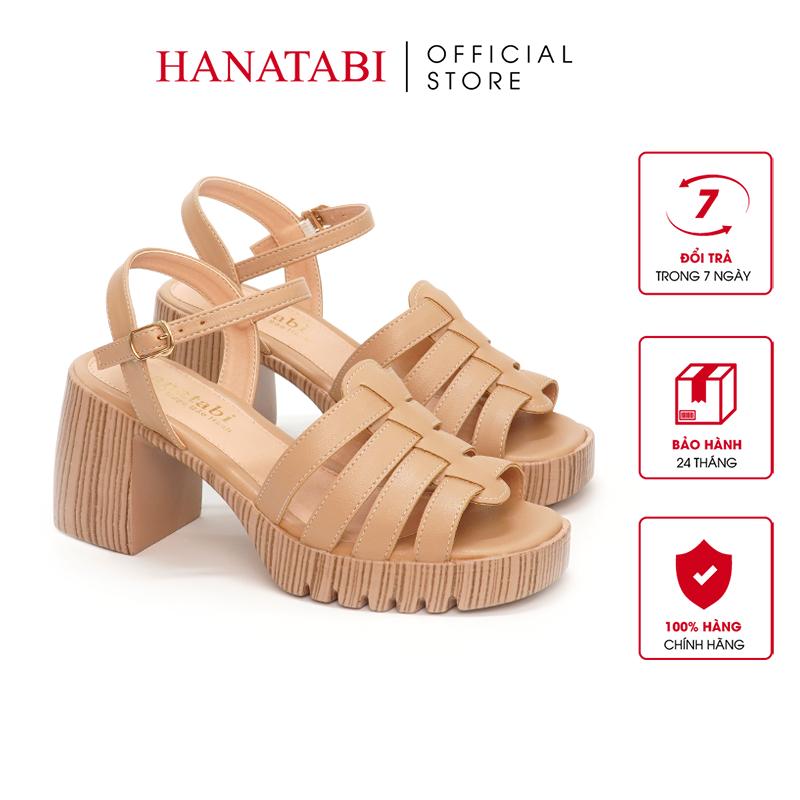 Sandal Nữ Hanatabi Gót Cao 7cm Quai Xương Cá Hở Mũi Hậu C Mã HNSDG7F846