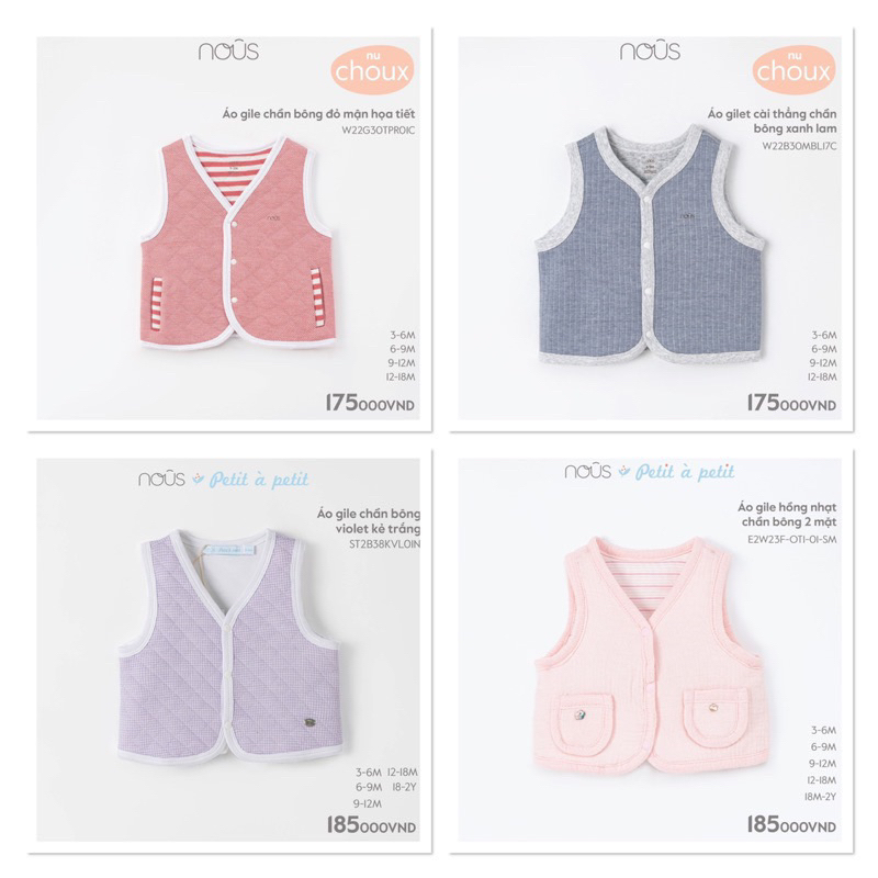 Áo gile nous cho bé trai và bé gái