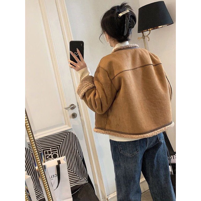 Áo khoác da lộn lót lông cá tính ❤️oder 1-2t