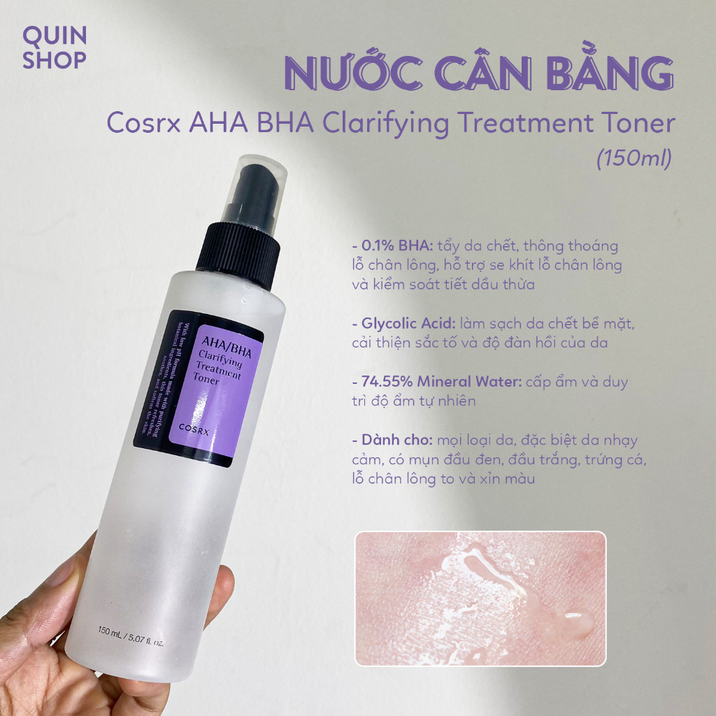 Nước Hoa Hồng Giảm Mụn Cosrx AHA BHA Clarifying Treatment Toner