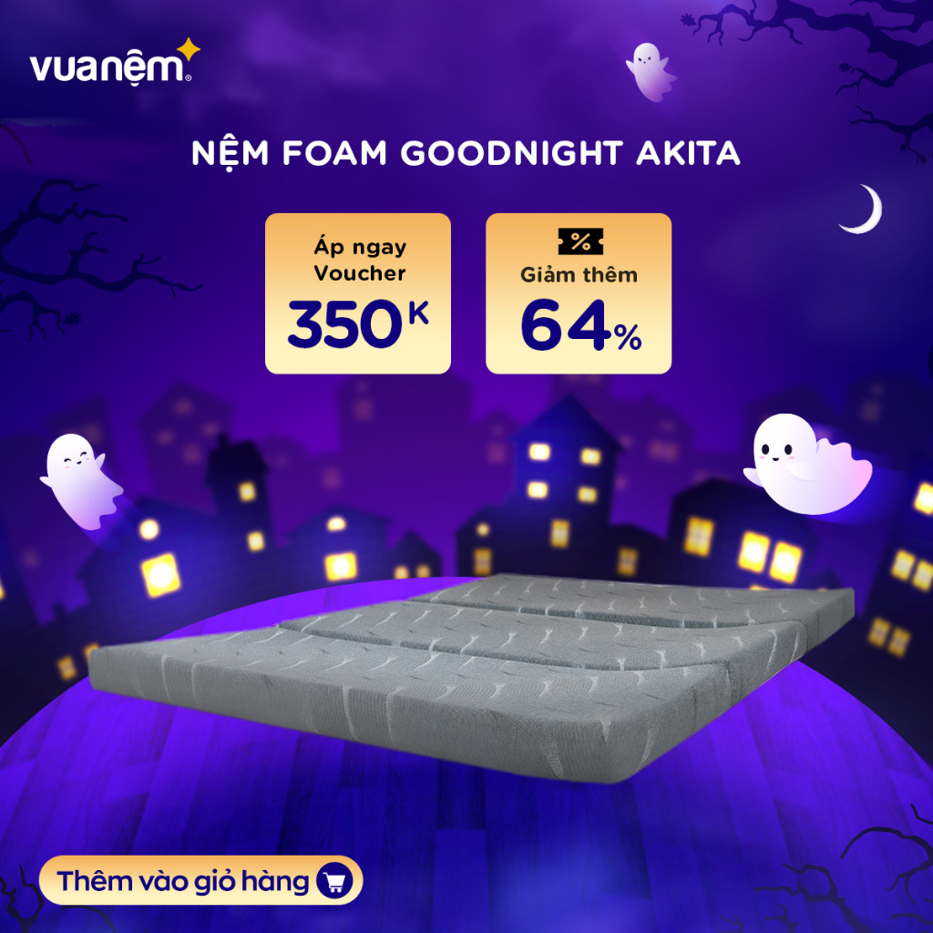 Nệm foam Goodnight Akita gấp 3 êm ái, cải thiện tình trạng đau mỏi cột sống, cuộn hút gọn nhẹ và dễ dàng di chuyển