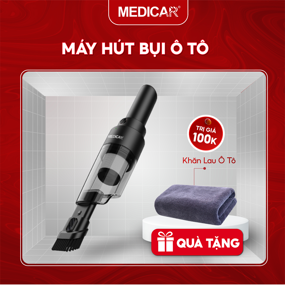 Máy hút bụi ô tô cầm tay chuyên dụng Medicar cắm vào tẩu sạc xe hơi - lực hút mạnh, dễ dàng vệ sinh