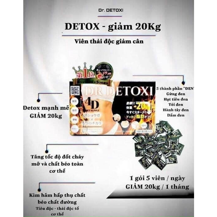 Viên Uống Detox Giảm Cân Dr Detoxi 4D Hộp 30 Gói Nhật Bản.