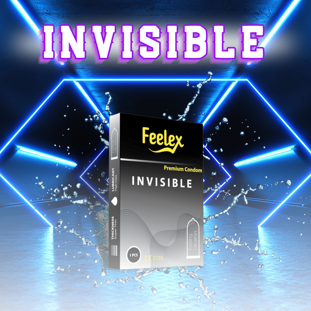 Bao cao su Feelex Invisible siêu mỏng, nhiều gel bôi trơn - Hộp 01 chiếc