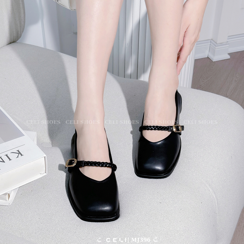 Giày Marry jane nữ Celi Shoes nữ 3p gót vuông da trơn MJ396