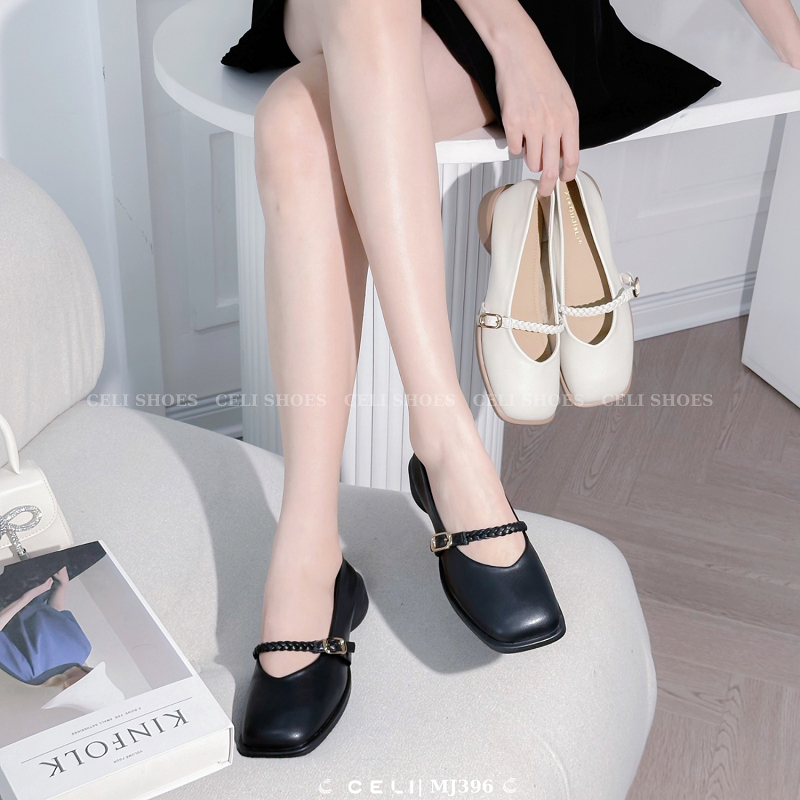Giày Marry jane nữ Celi Shoes nữ 3p gót vuông da trơn MJ396