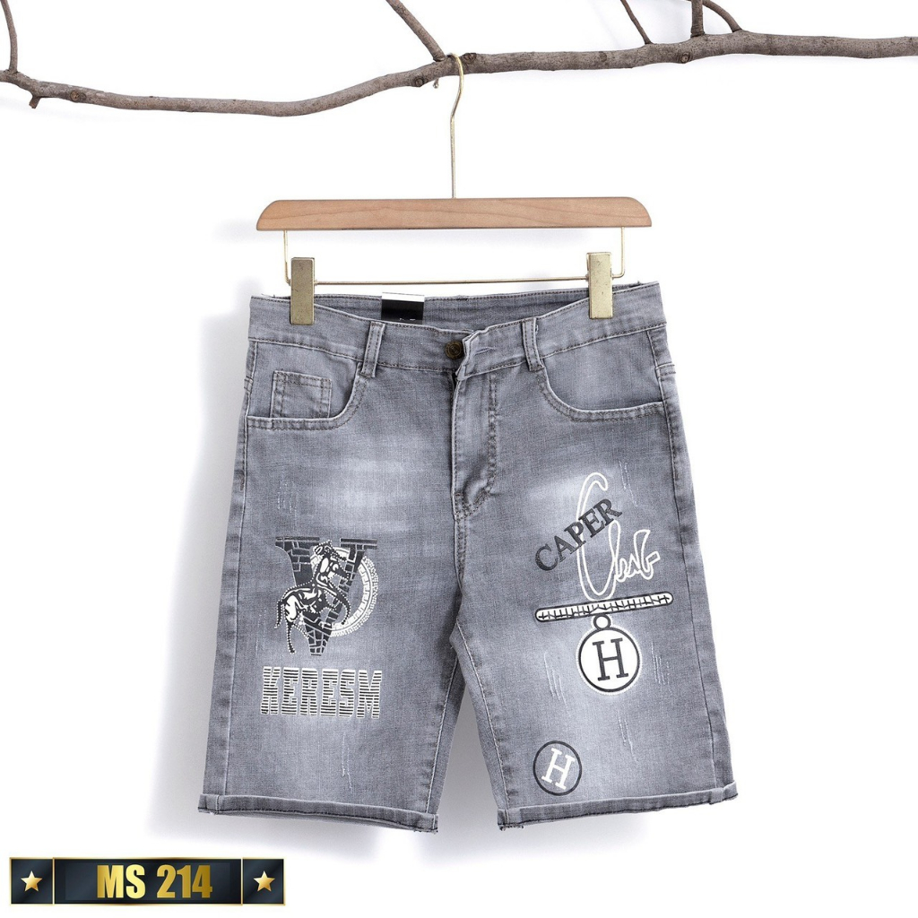 Quần short jean nam chất bò co giãn- quần lửng nam màu đen rách phong cách PN SHOP90 ms219