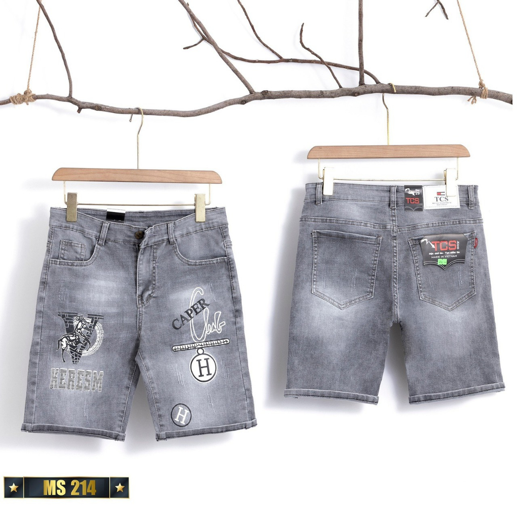 Quần short jean nam chất bò co giãn- quần lửng nam màu đen rách phong cách PN SHOP90 ms219