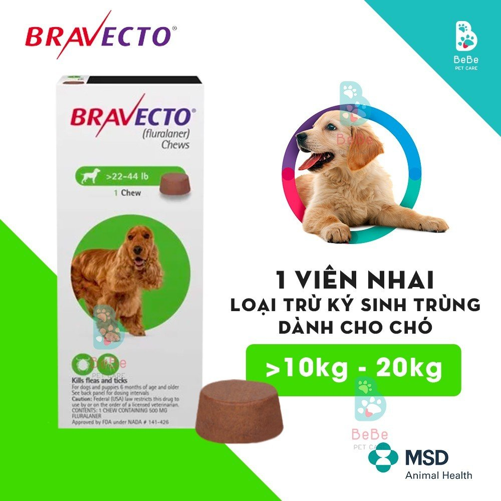 Viên Nhai Bra-Vec-To Bảo Vệ Cún Khỏi Ve Rận, Bọ Chét, Ghẻ