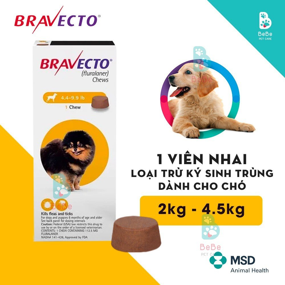 Viên Nhai Bra-Vec-To Bảo Vệ Cún Khỏi Ve Rận, Bọ Chét, Ghẻ