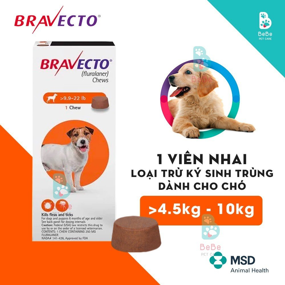 Viên Nhai Bra-Vec-To Bảo Vệ Cún Khỏi Ve Rận, Bọ Chét, Ghẻ