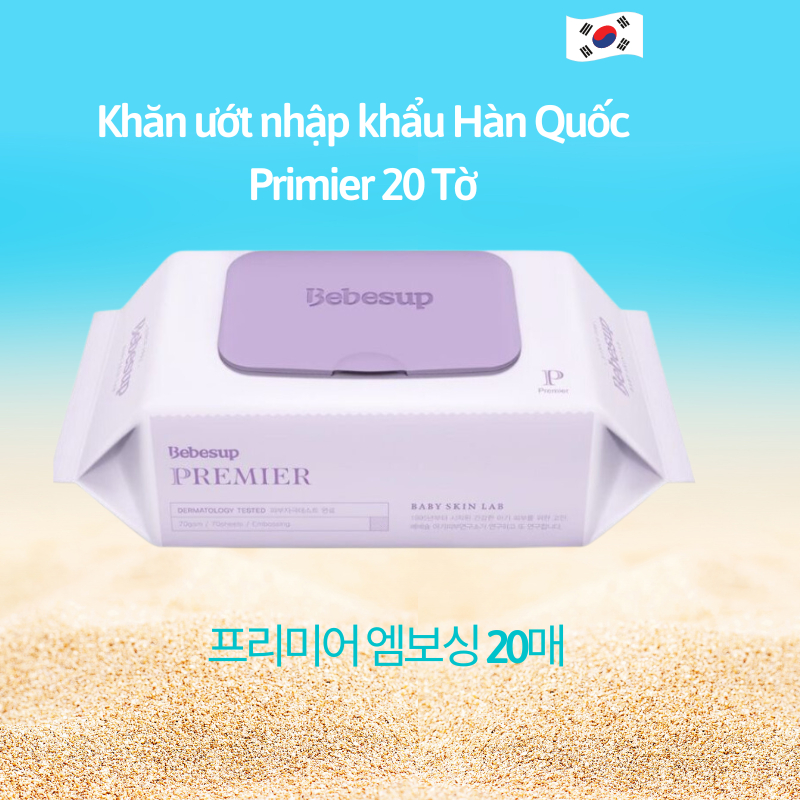 Khăn Ướt Gói Nhỏ Hàn Quốc Bebesup Primier 20 Tờ/Gói Thương Hiệu Bebesup