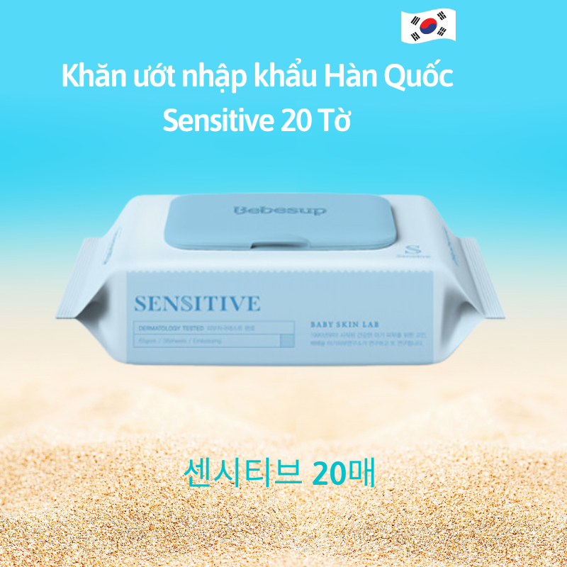 Khăn Ướt Hàn Quốc Bebesup Sensitive 20 Tờ/Gói Bỏ Túi Thương Hiệu Bebesup