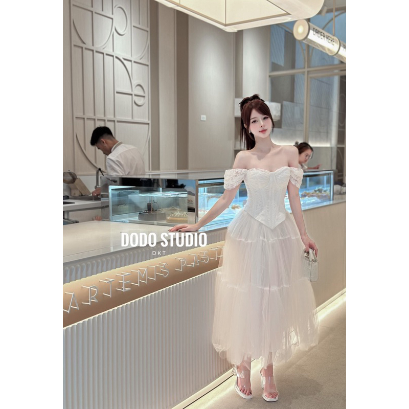 Set cup ren vai lơi mix chân váy lưới siêu xinh