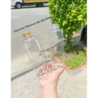 Combo 10 chai nhựa 500ml cao dày kèm nắp nhôm bạc, vàng phi 28