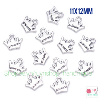 10 mặt charm hình vương miện princess xi bạc