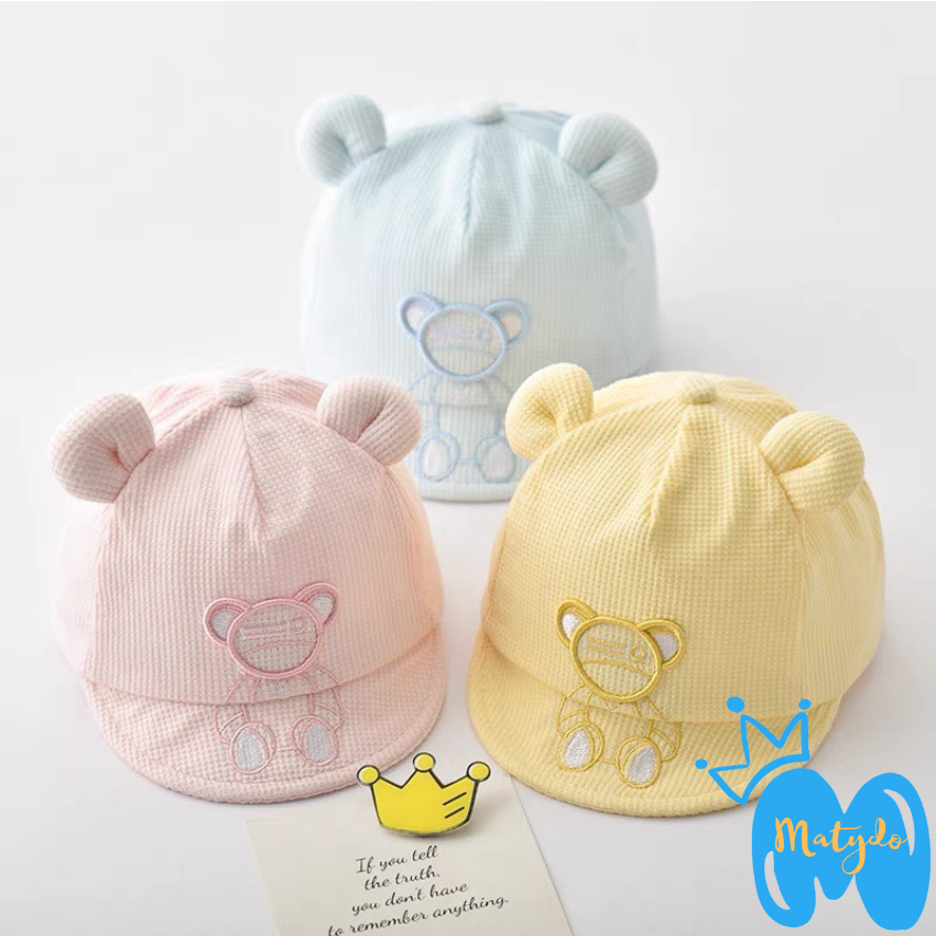 Mũ cho bé sơ sinh nón bé trai bé gái mềm mại hình gấu sport từ 0 đến 6 tháng phụ kiện trẻ em MSS18
