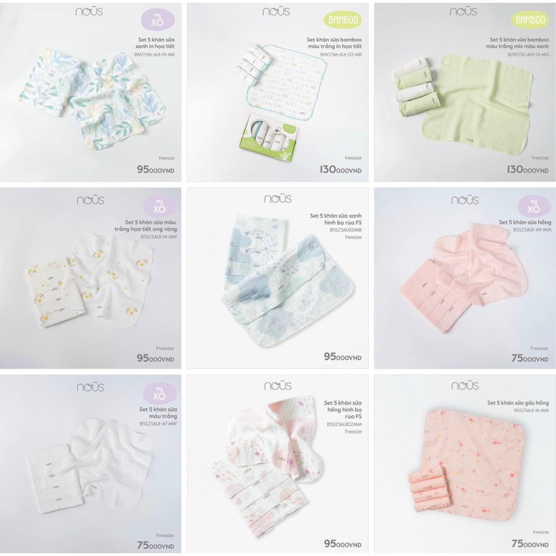 Set 5 khăn sữa nous cho bé