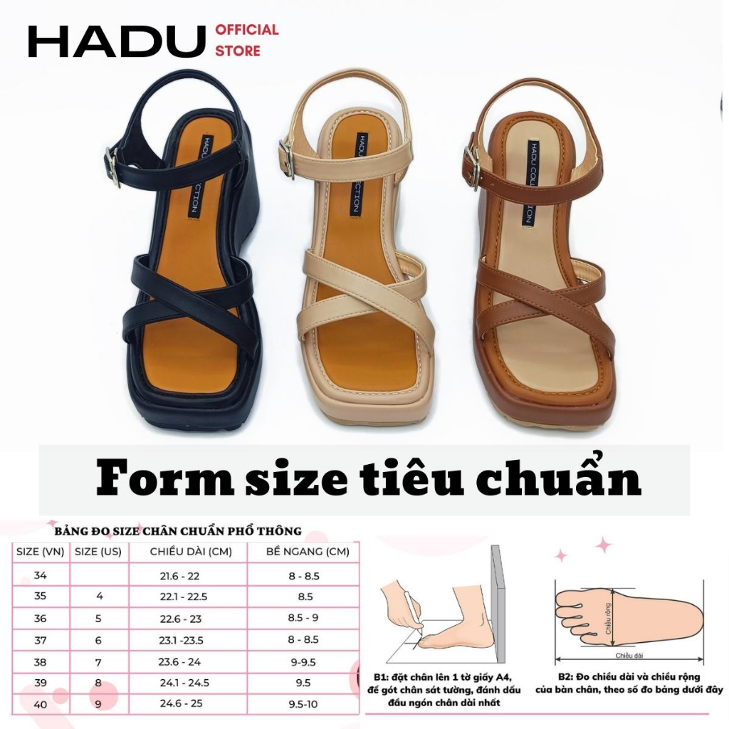 Giày Sandal Đế Xuồng Quai Chéo 8P XIARA HADU MX14 Da PU Cao Cấp, BH 24 Tháng