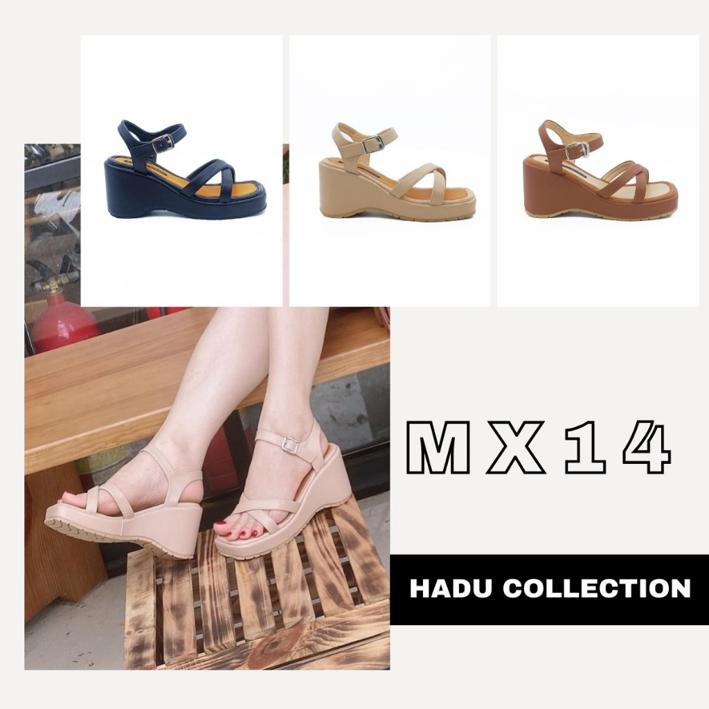 Giày Sandal Đế Xuồng Quai Chéo 8P XIARA HADU MX14 Da PU Cao Cấp, BH 24 Tháng