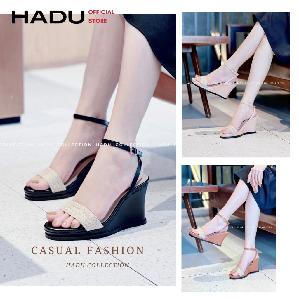 Giày Sandal Đế Xuồng 9P Quai Ngang Đan Cói BIARA HADU MX17, Đế Cao Su Chống Trơn, BH 24 Tháng