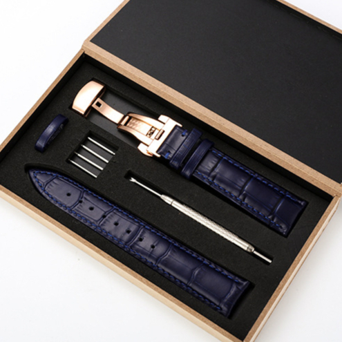 Dây Đồng Hồ Da Bò Khóa Bướm Kèm Hộp Gỗ Size 12mm 14mm 16mm 18mm 20mm 21mm 22mm tặng dụng cụ thay dây và chốt lò xo