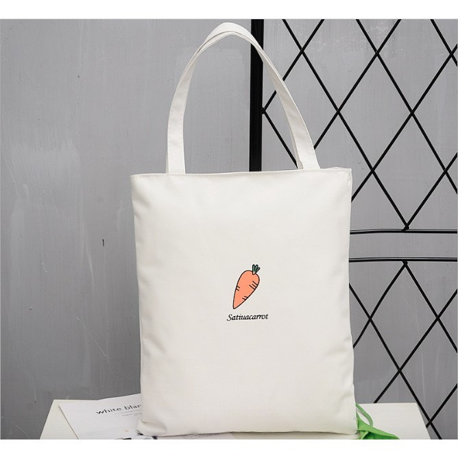 Túi Tote vải nữ có khoá kéo hoạ tiết trẻ trung B B&B 18