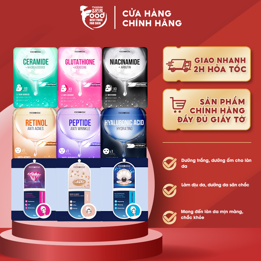 Mặt Nạ Giấy Chăm Sóc Da Toàn Diện Dưỡng Ẩm, Dưỡng Trắng Da Hàn Quốc Foodaholic Mask 23g