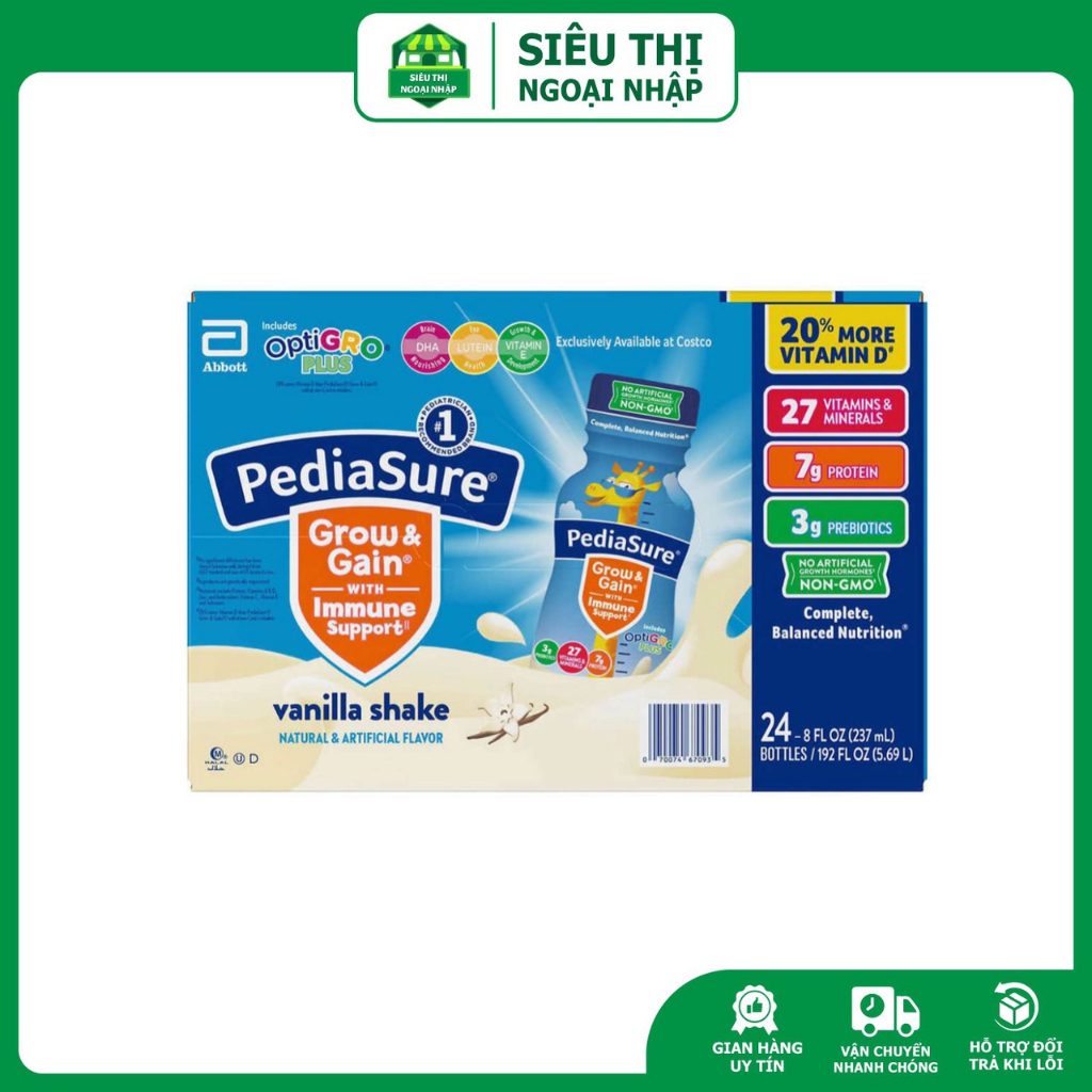 Thùng 24 chai sữa pediasure nước hương vani của mỹ