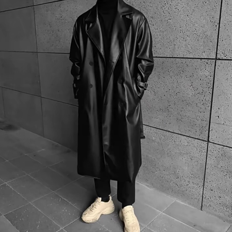 Matrix Long Leather Coat - Áo khoác dài da, Áo măng tô trench coat da unisex. Phong cách matrix