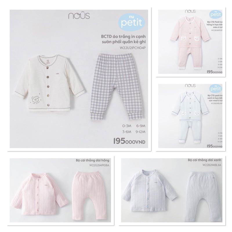 Bộ cài thẳng dài cho bé từ 0M cho đến 12M