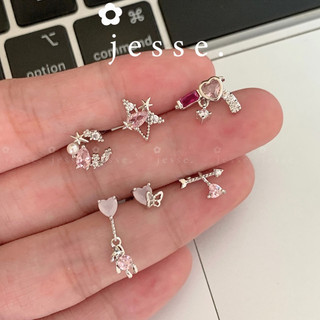 1 chiếc khuyên tai màu hồng H2 jessevn