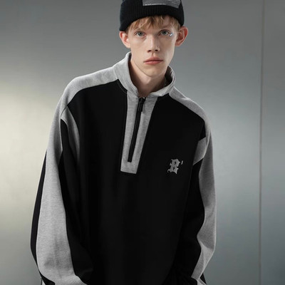 Áo Polo unisex thêu chữ B NAD cổ khóa kéo_Áo cổ bẻ chất cotton tổ ong mềm mịn thoáng mát thấm hút mồ hôi