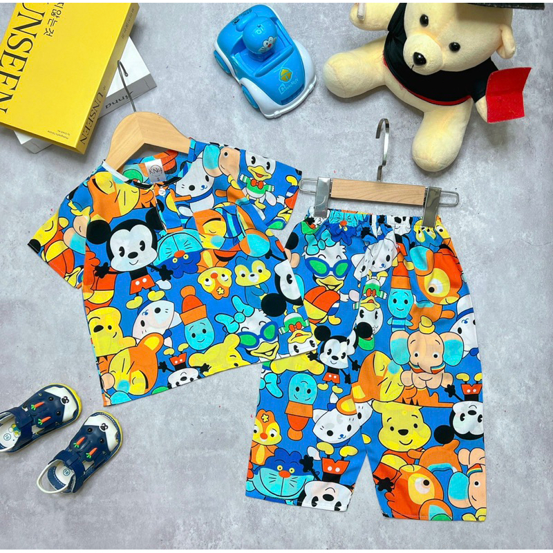 Bộ tole/lanh tay ngắn quần dài bé trai (Size 9-37kg)
