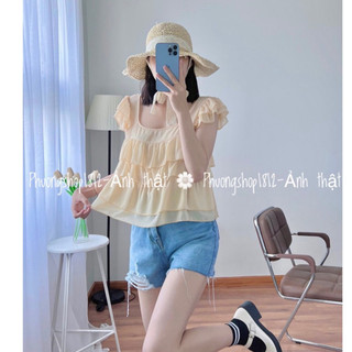 Áo voan kiểu croptop 4 tầng 5 màu siêu xênh,