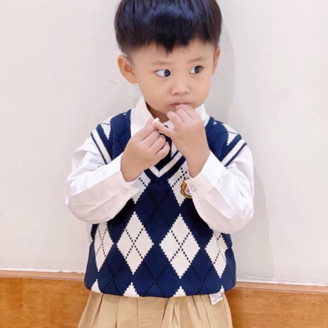 Áo gile len bé trai bé gái hoạ tiết cho bé đi học 1-8T