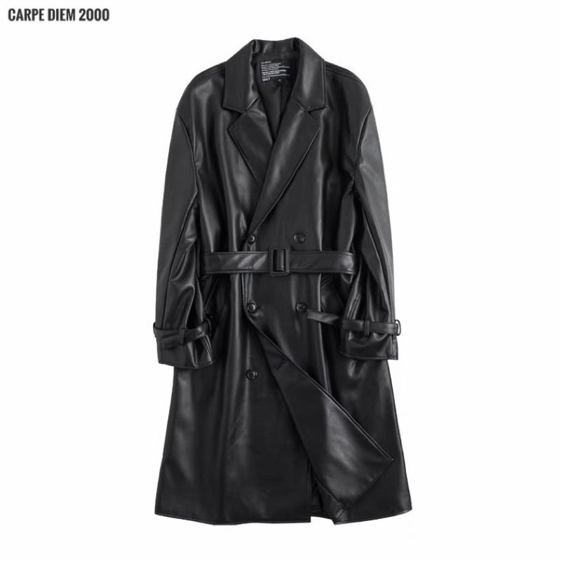 Matrix Long Leather Coat - Áo khoác dài da, Áo măng tô trench coat da unisex. Phong cách matrix