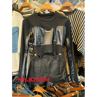 Áo da pha phông dày dặn croptop