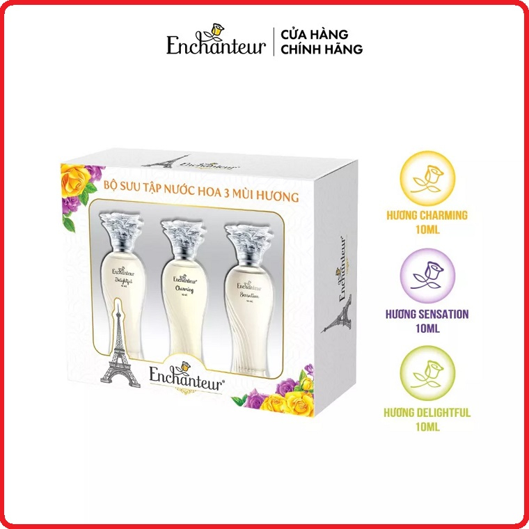 Bộ sưu tập nước hoa 3 mùi hương Enchanteur Charming, Sensation, Delightful 10ml/ Chai